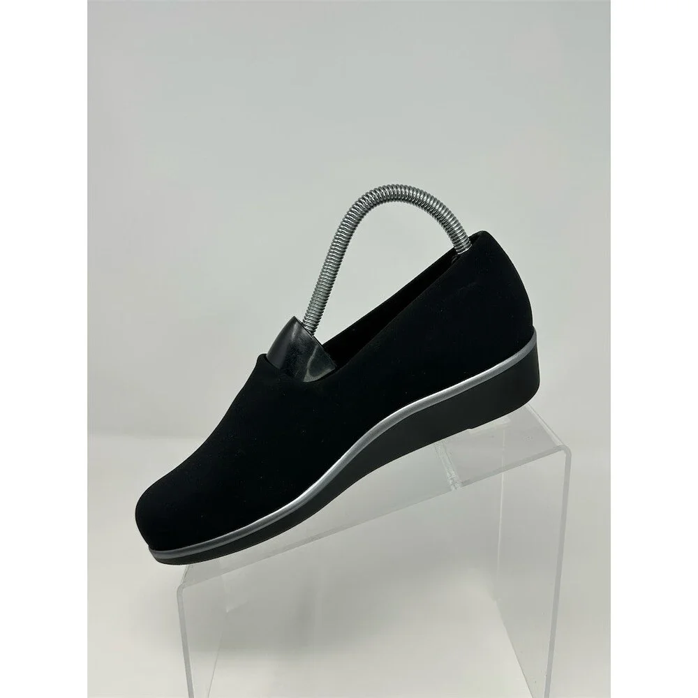 SAS Bliss Womens Slip-On Loafers Black Comfort Wedge Tripad Support Size 6.5W